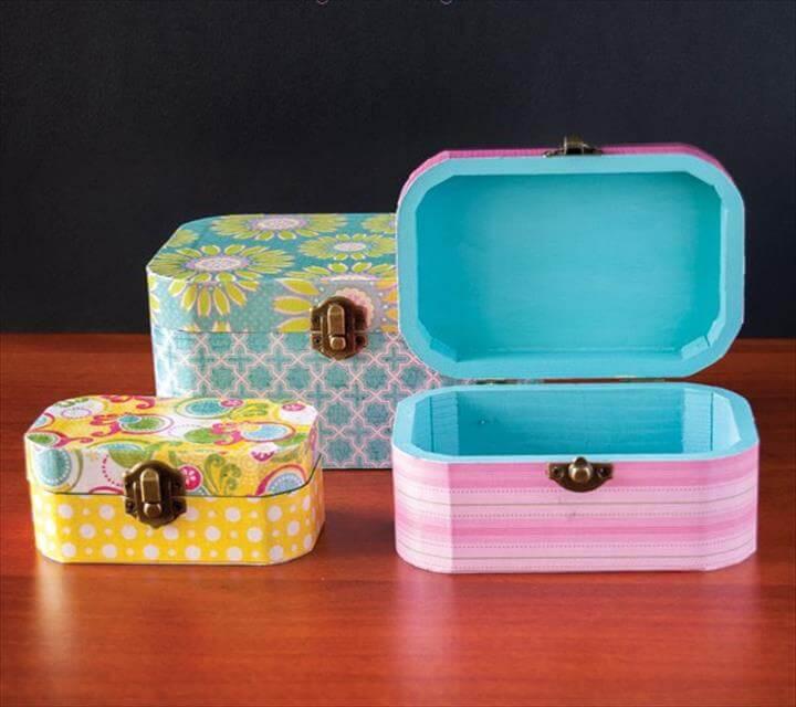 DIY Mod Podge Wooden Jewelry Boxes