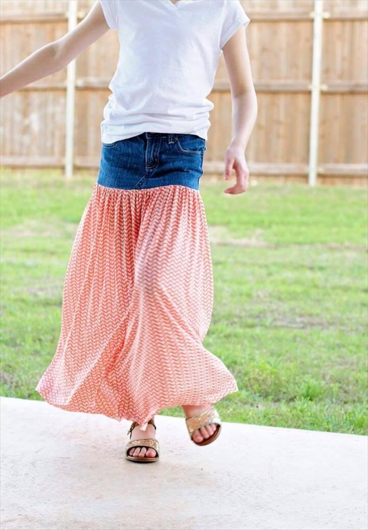 Jeans Makeovers - Turn Old Jeans into a Maxi Skirt - Easy Crafts and Tutorials to