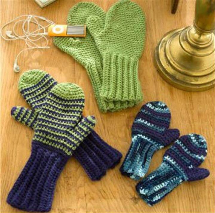 Crochet Patterns and Projects for Teens - Beginner Mittens for All - Best Free Patterns and
