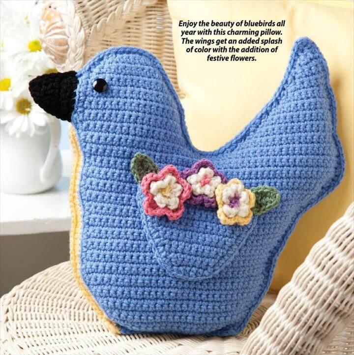  Crochet Pillow Bluebird