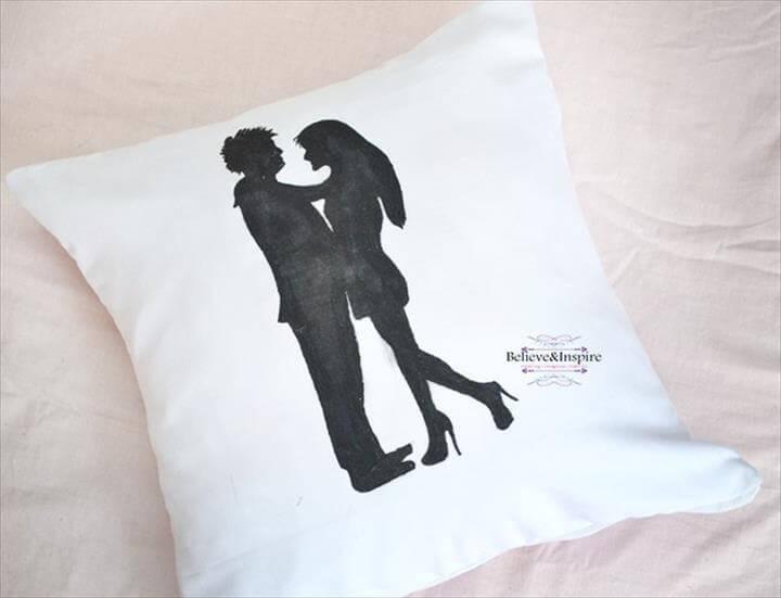 Couple Silhouette Pillow DIY with Pattern (Homemade Gift Ideas .