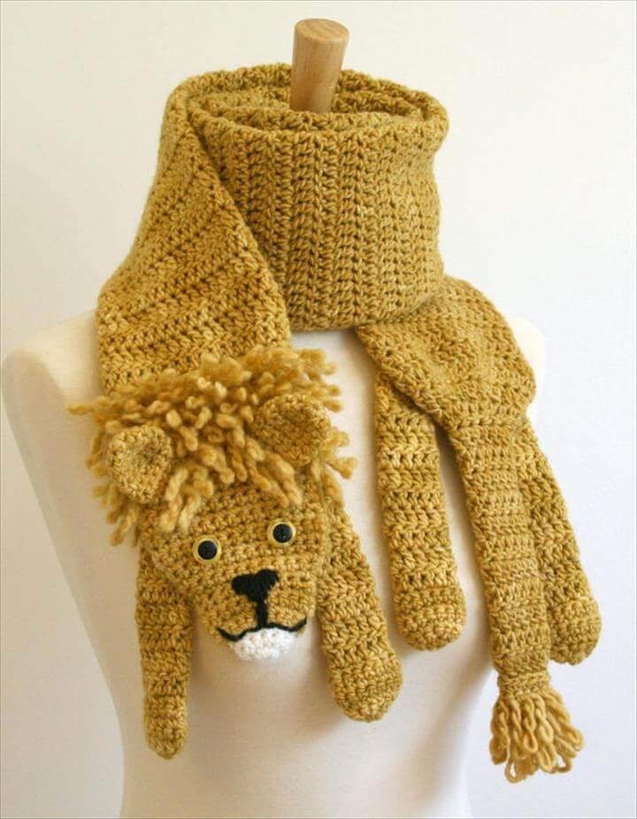 PDF Crochet Pattern for Lion Scarf - Animal Warm DIY Fashion Tutorial Winter Fall Autumn Accessories