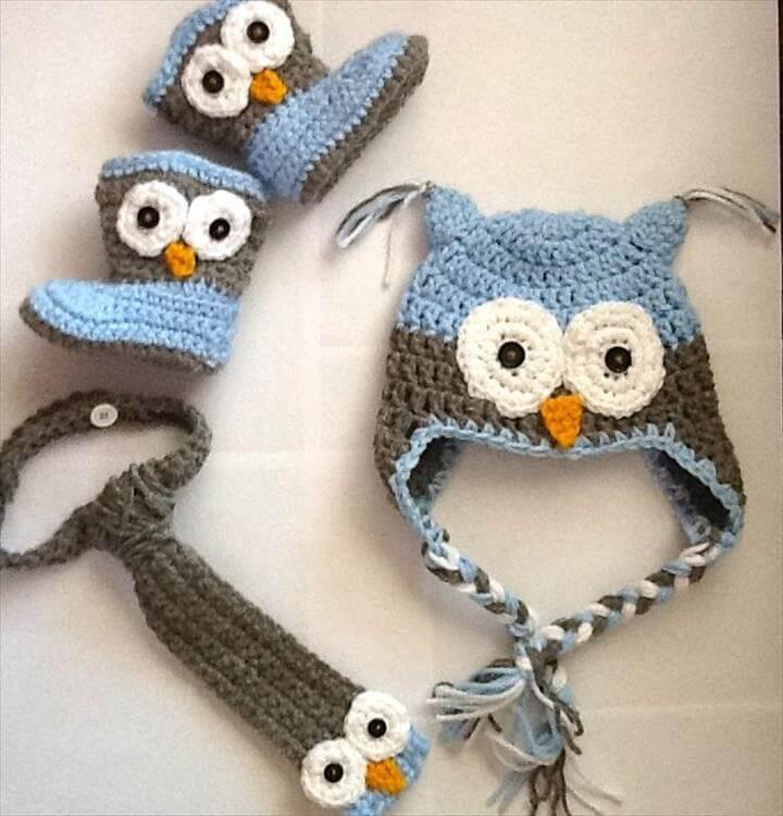 Baby boy owl set. Crochet Owl Hat Crochet Ideas