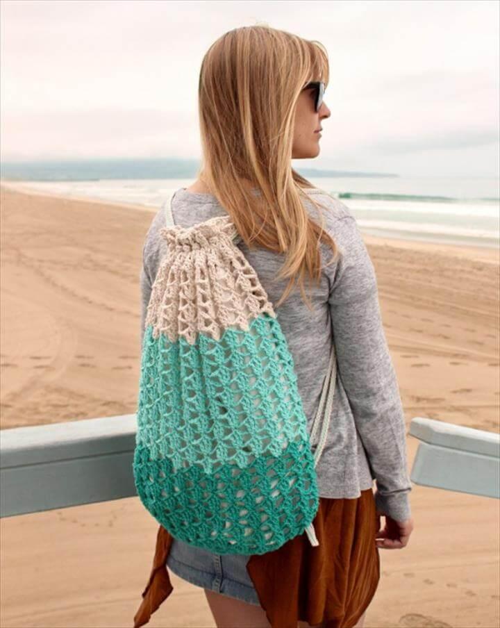 crochet beach backpack