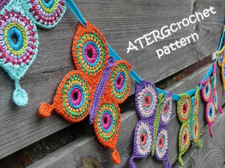 Crochet pattern butterfly garland