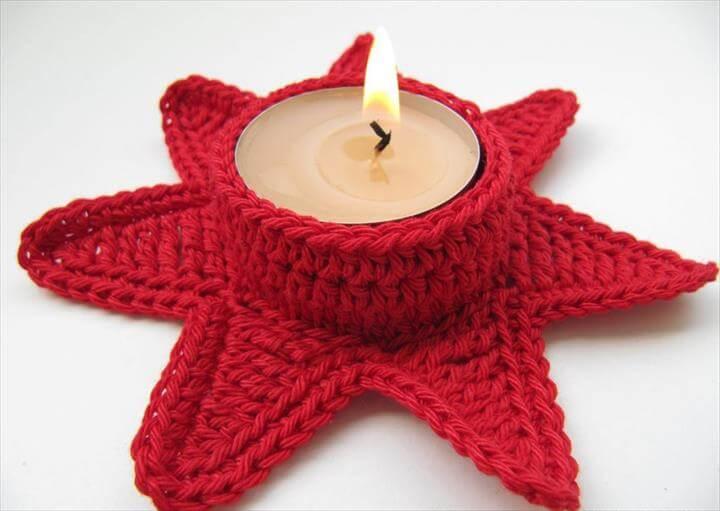 Candle Holder Christmas Red Star crochet pattern