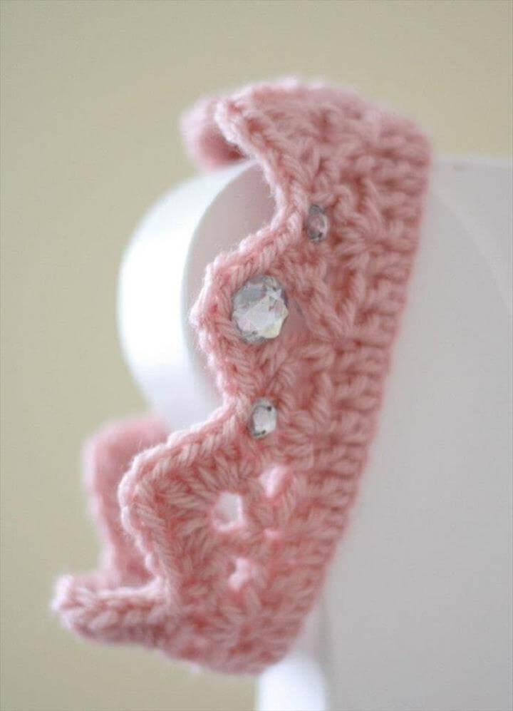 pink crochet crown