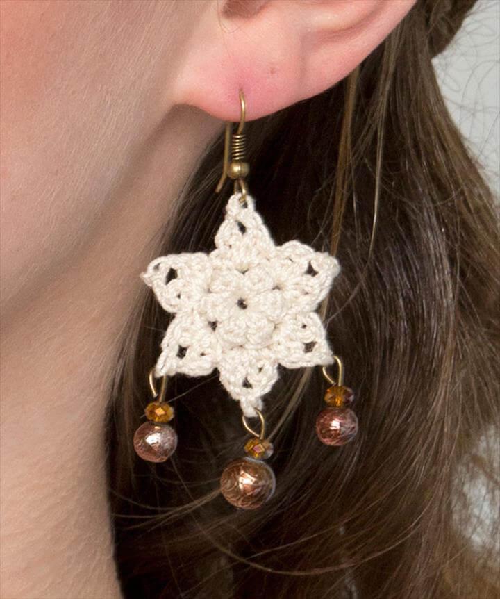 Dangling Star Earrings Free Crochet Pattern
