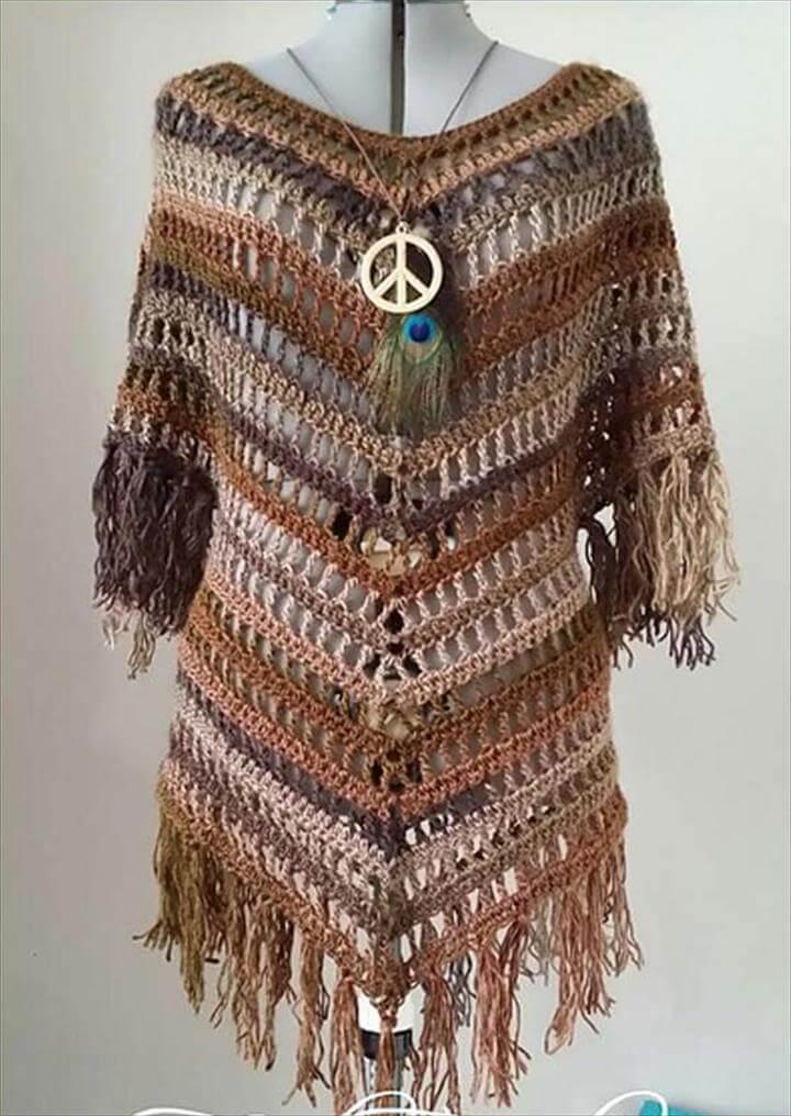 Crochet poncho patterns, Boho Tuniek