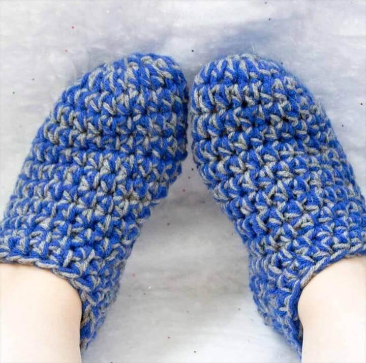blue crochet slippers