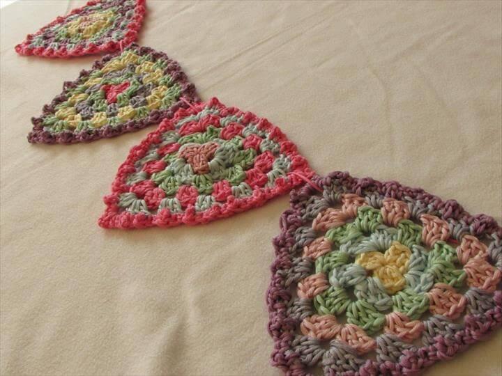 VERY EASY crochet granny triangle bunting / garland - crochet pattern for beginner