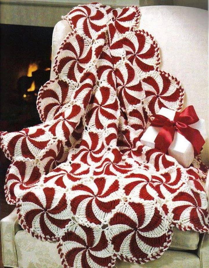 Crochet Peppermint Swirl Afghan Easy Free Pattern