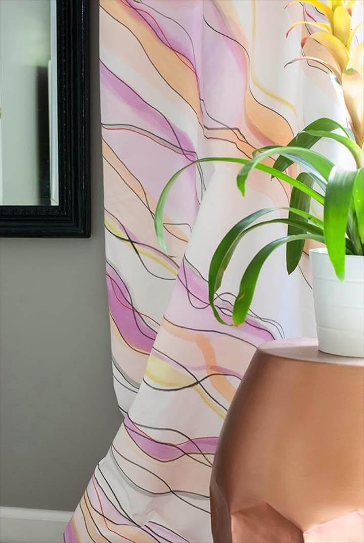DIY Marble Paper Watercolor Curtain Tutorial