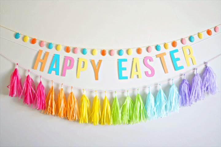 colorful DIY egg garland using Mod Molds and Melts