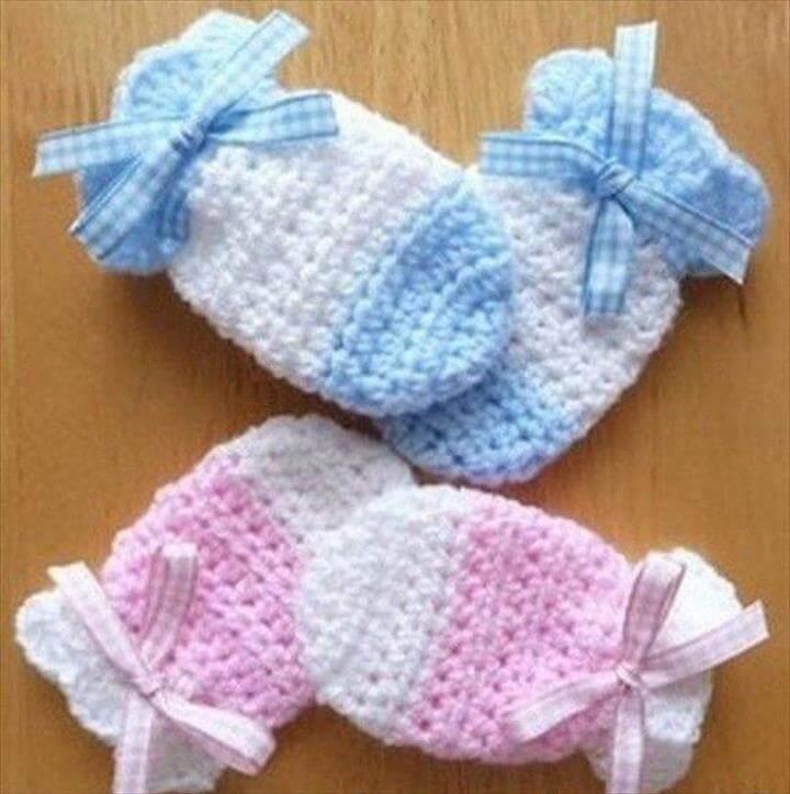 Crochet Baby Mittens Free Pattern.
