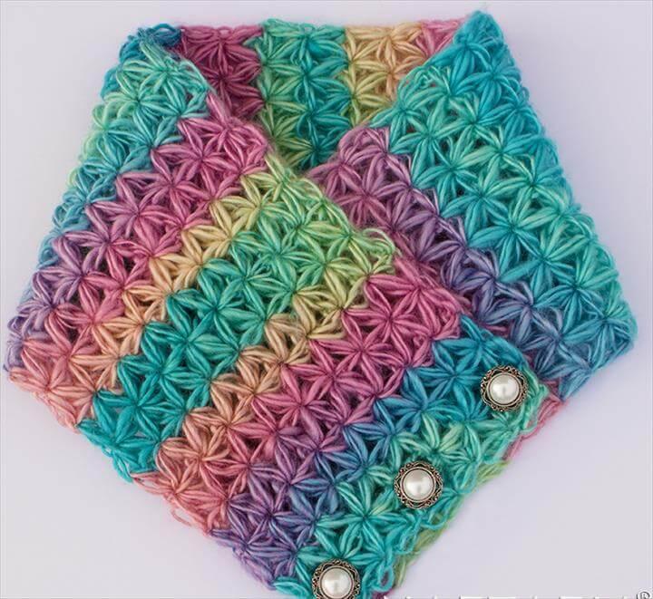 DIY Free Pattern and YouTube Video Tutorial Crochet Oh My Stars Scarf - Puffy Flower Star