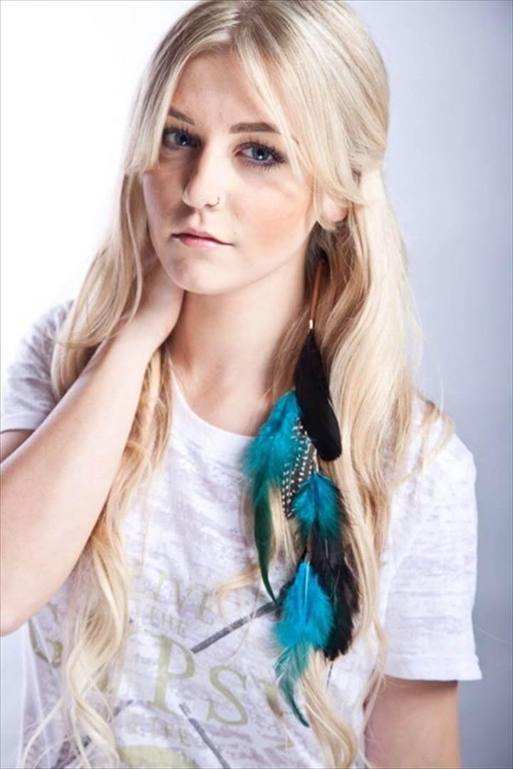 blue feather hair extension