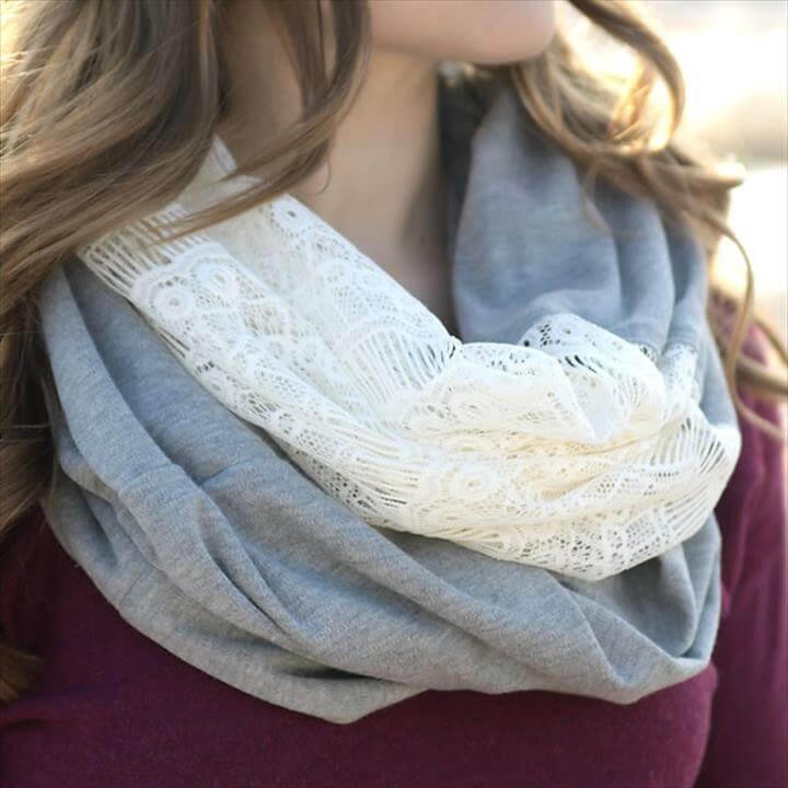 soft lace & knit infinity scarf with this