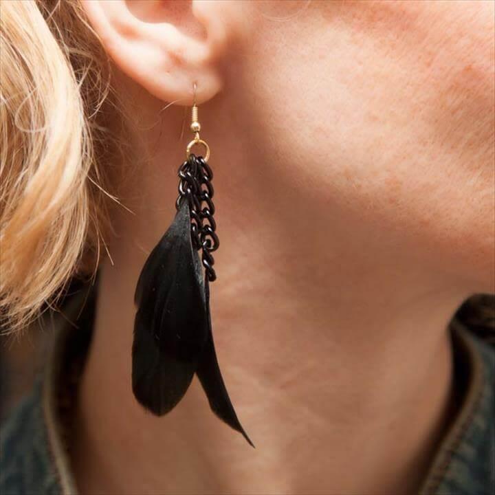  DIY FEATHER EARRINGS DIY Feather Earrings