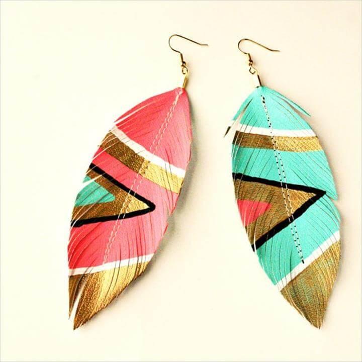 DIY Leather Feather Earrings