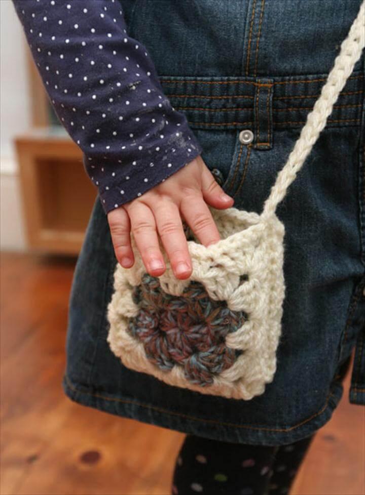 crochet granny square purse