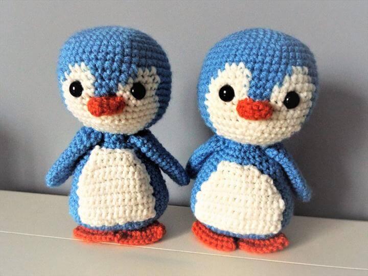 Crochet blue penguin Amigurumi Doll Baby shower Gift ideas Kids Boys Girls Home decor Interior decoration Crochet sea animals Soft penguin