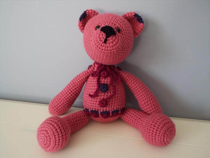 red crochet teddy bear