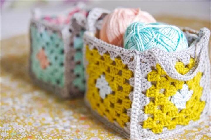crochet basket, storage basket