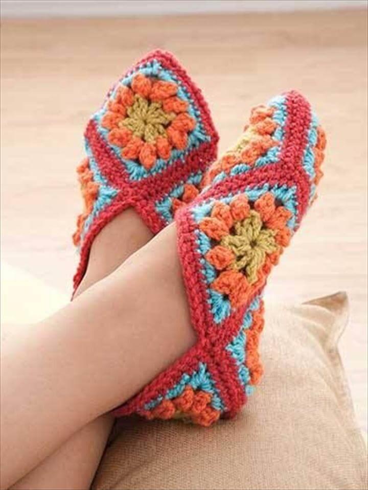 crochet granny square booties