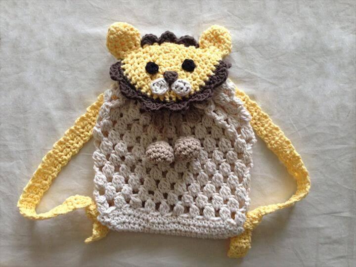 Crochet Lion Backpack for babies and kids