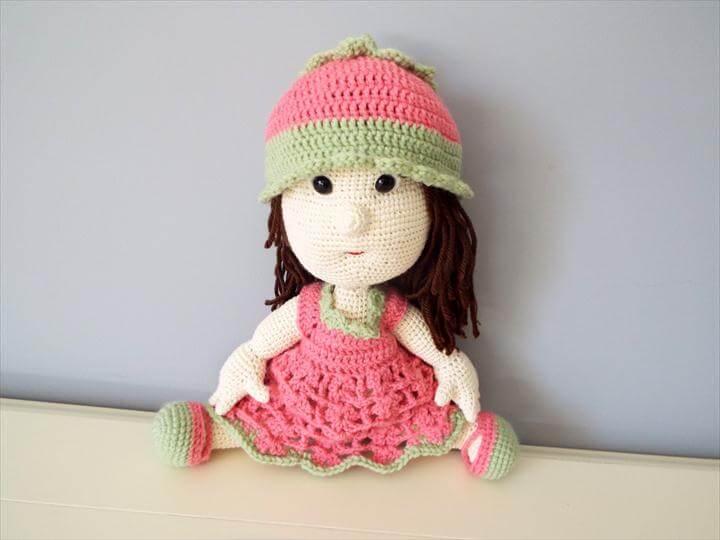 Crochet pink doll Kids Toys Baby shower Home decor Knitted doll Girls gift ideas Amigurumi Collectible art Cute doll Soft toy Pink hat doll