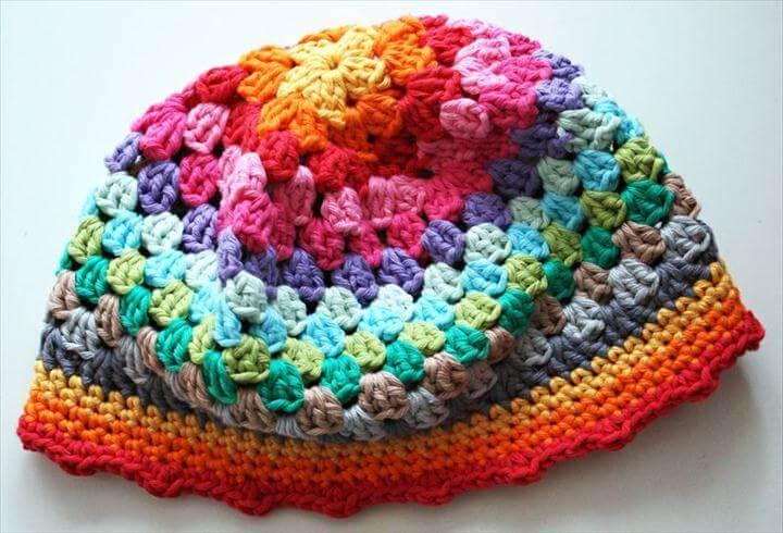 crochet rainbow beany