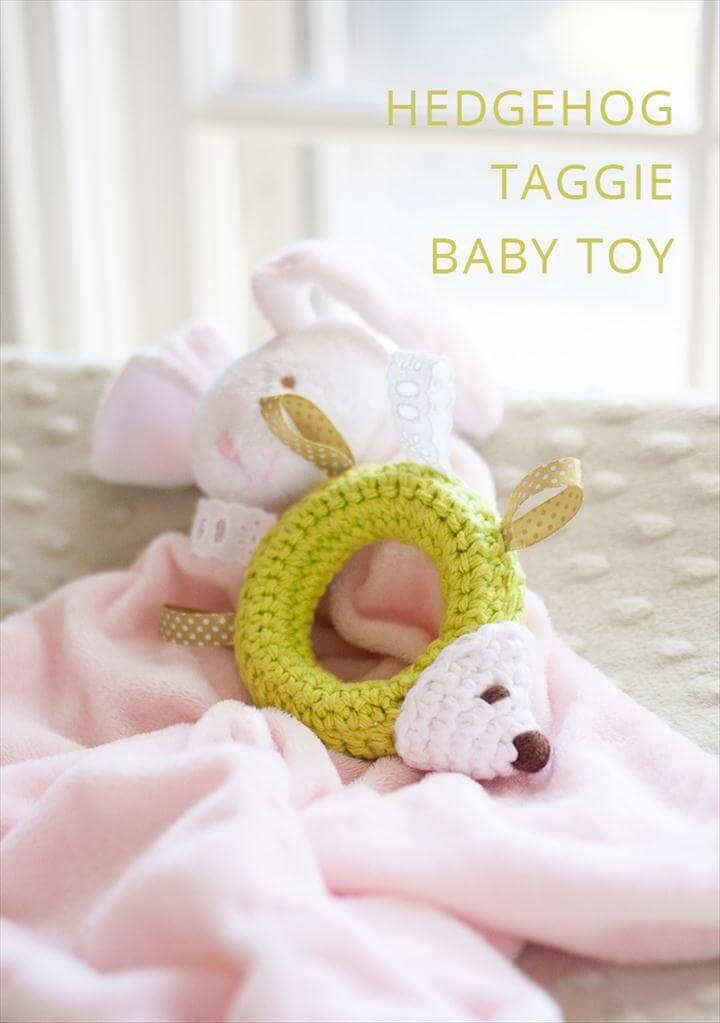 Hedgehog taggie baby toy crochet pattern