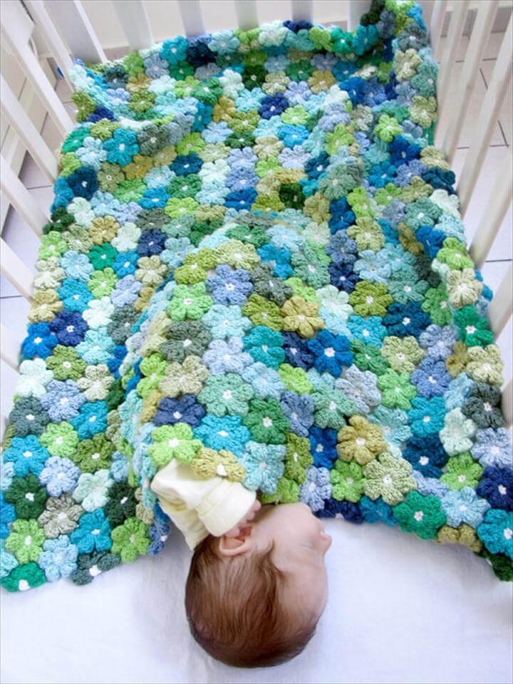 Newborn PDF Crochet Pattern - Floral Baby Blanket Pattern - Crochet Flowers Afghen Pattern - Make your own baby shower gift