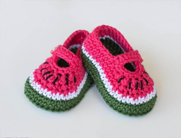 Watermelon Baby Booties - Crochet Pattern