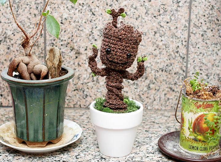 Free Crochet Pattern: Potted Baby Groot from Guardians of the Galaxy