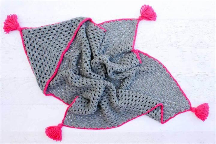 Granny Gives Back" crochet hooded blanket