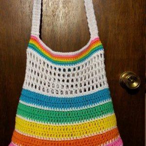 Crochet Rainbow Bright Summer Beach bag