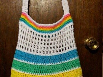 Crochet Rainbow Bright Summer Beach bag