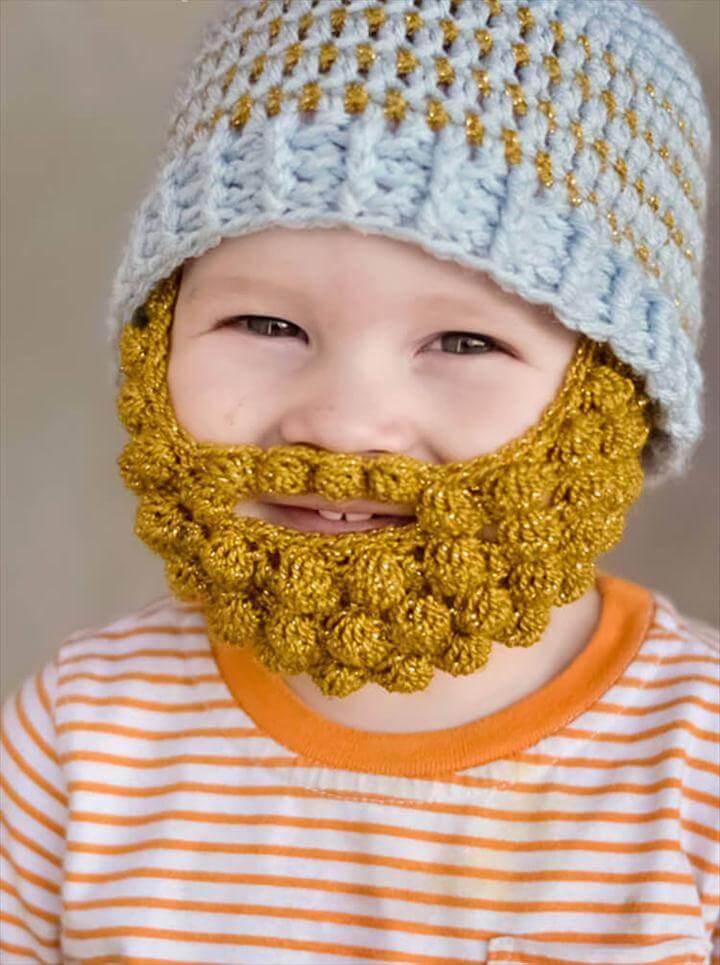 bearded baby, this bobble stitch makes an amazing beard
