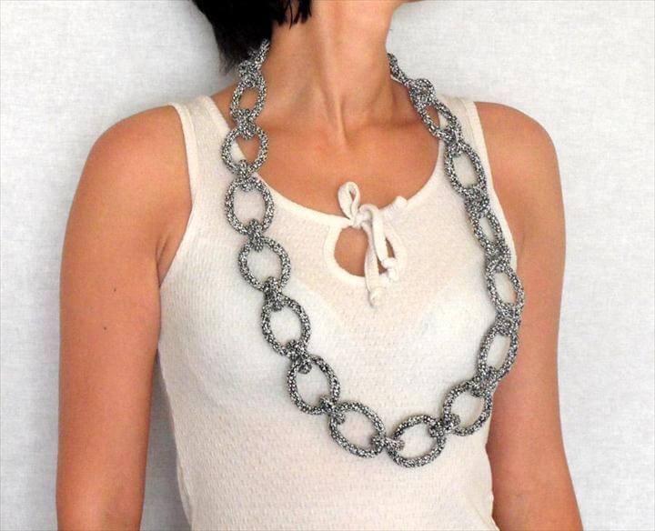 chain necklace, crochet necklace