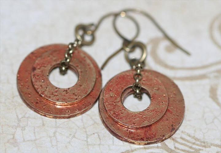 Distressed washer earrings