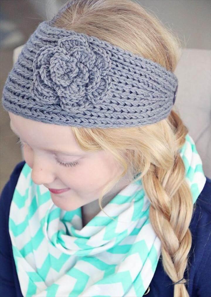 crochet flower headband