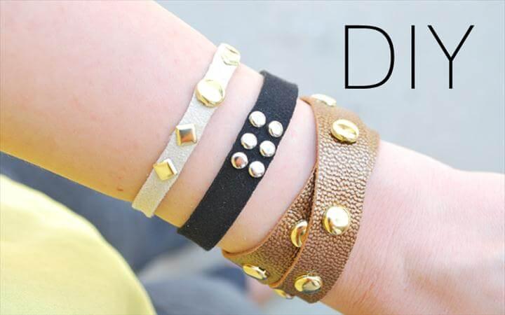 DIY: Leather Studded Wrap Bracelet