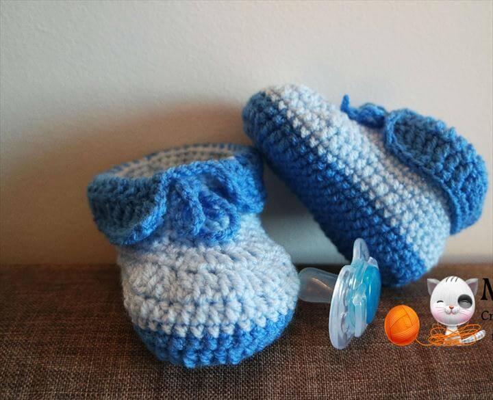  crochet easy baby booties full free pattern