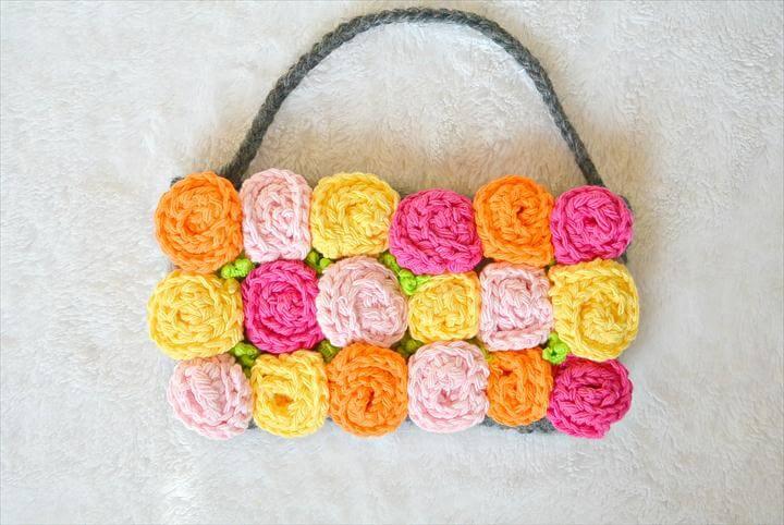 Easy Deco Rose Crochet Purse