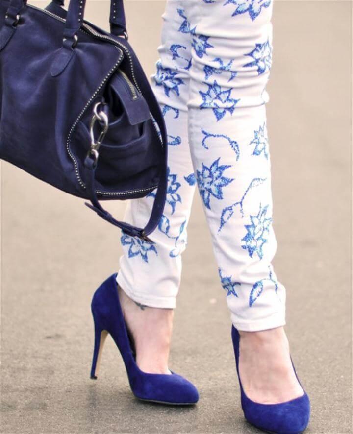 Floral Print Jeans DIY