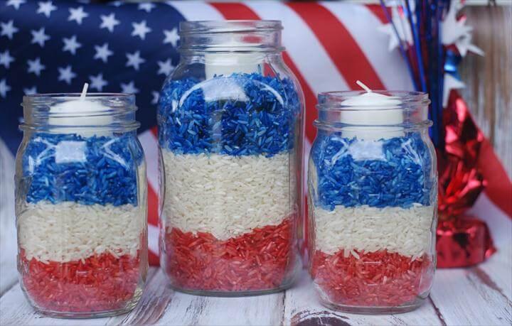 4th of July Mason Jar Candles