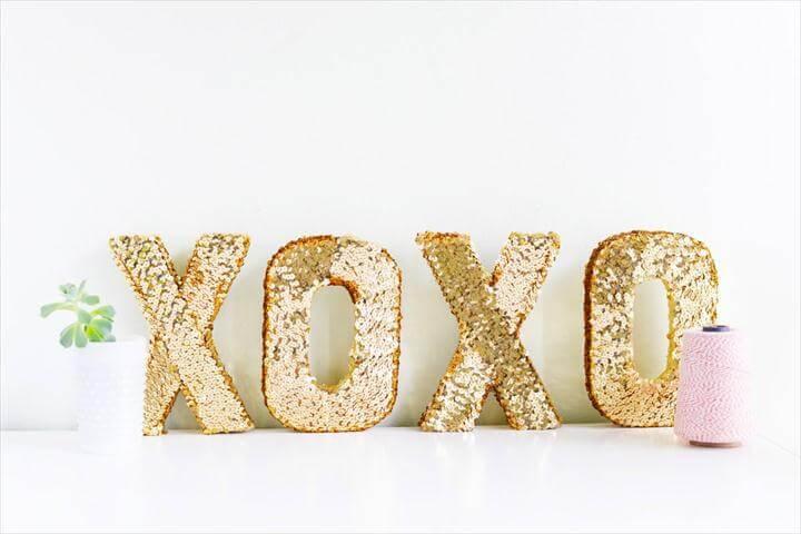 DIY Sequin XOXO Letters for Valentines Day
