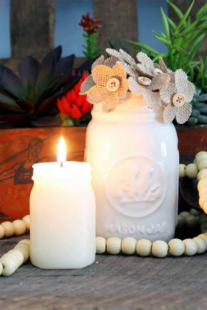 white mason jar candles